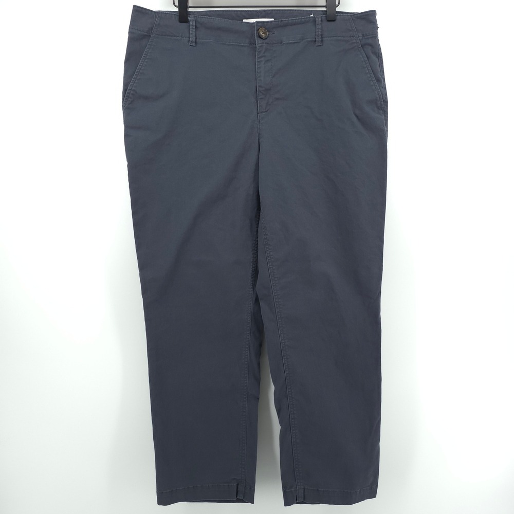 LOFT The Monroe Slim Women Chino Pants 14 Blue Gray Ankle Trousers Workwear